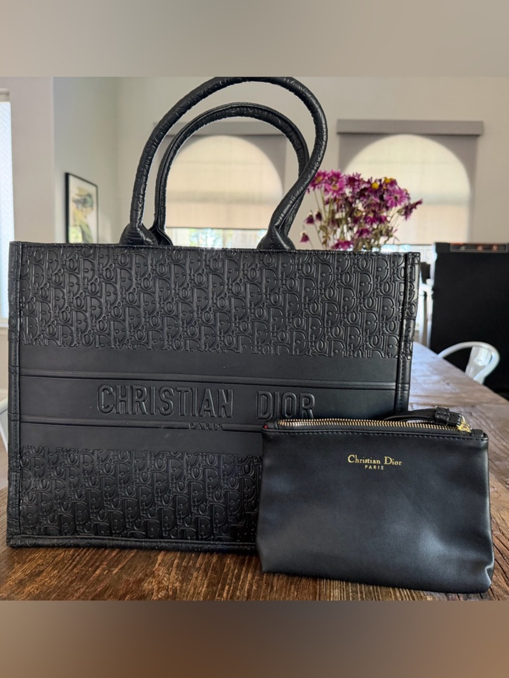 Black Embossed Logo Tote